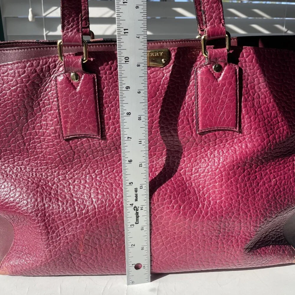 Burberry‎ Heritage Clarborough Tote Grain Smooth Calfskin Damson Magenta Bag